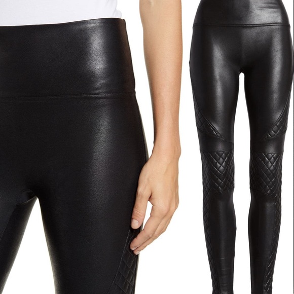 SPANX Quilted Faux Moto Legging Black Small - Picture 2 of 5